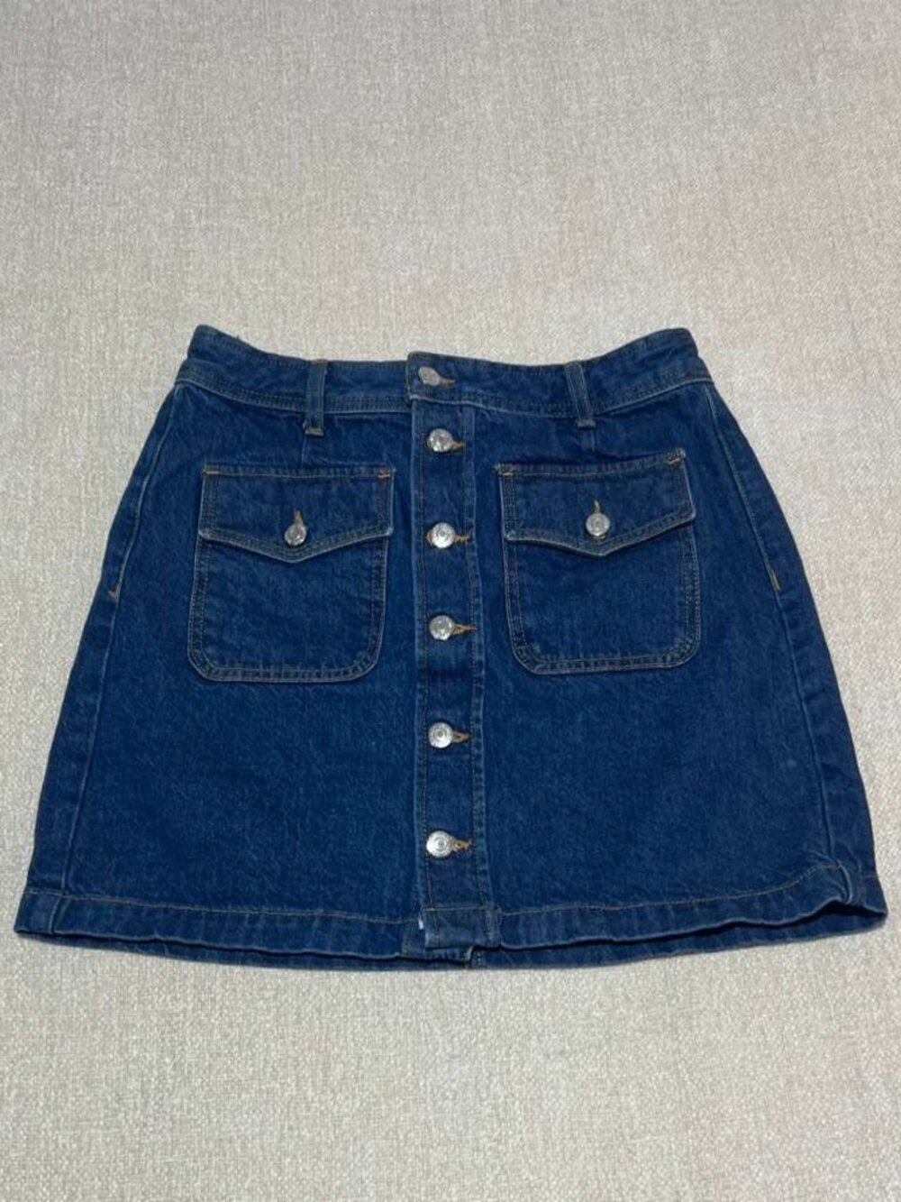 LOFT Denim Button Front Mini Skirt Size 4 - Picture 2 of 8
